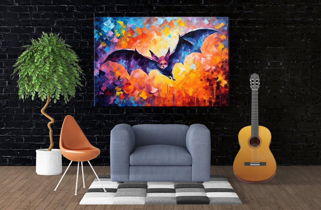 Halloween Bat Canvas - Spooky Wall Art | Large Gallery Wrapped Canvas Print