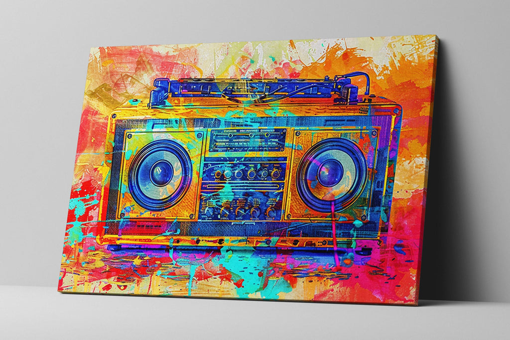 Boombox Pop Art - Vintage Boombox Art on Large Gallery Wrapped Canvas Print
