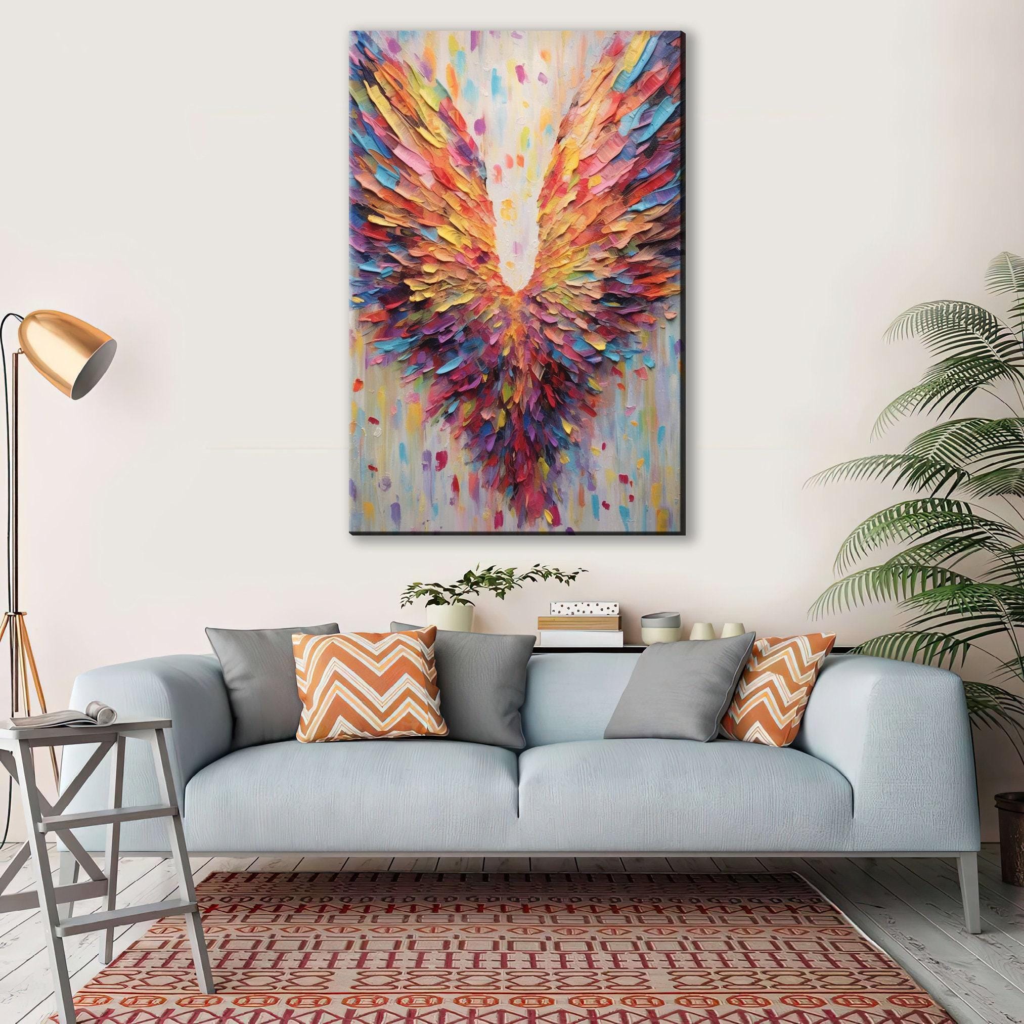 Angel Wings Painting - Celestial Wall Art on Gallery Wrapped Canvas, Ready to Hang