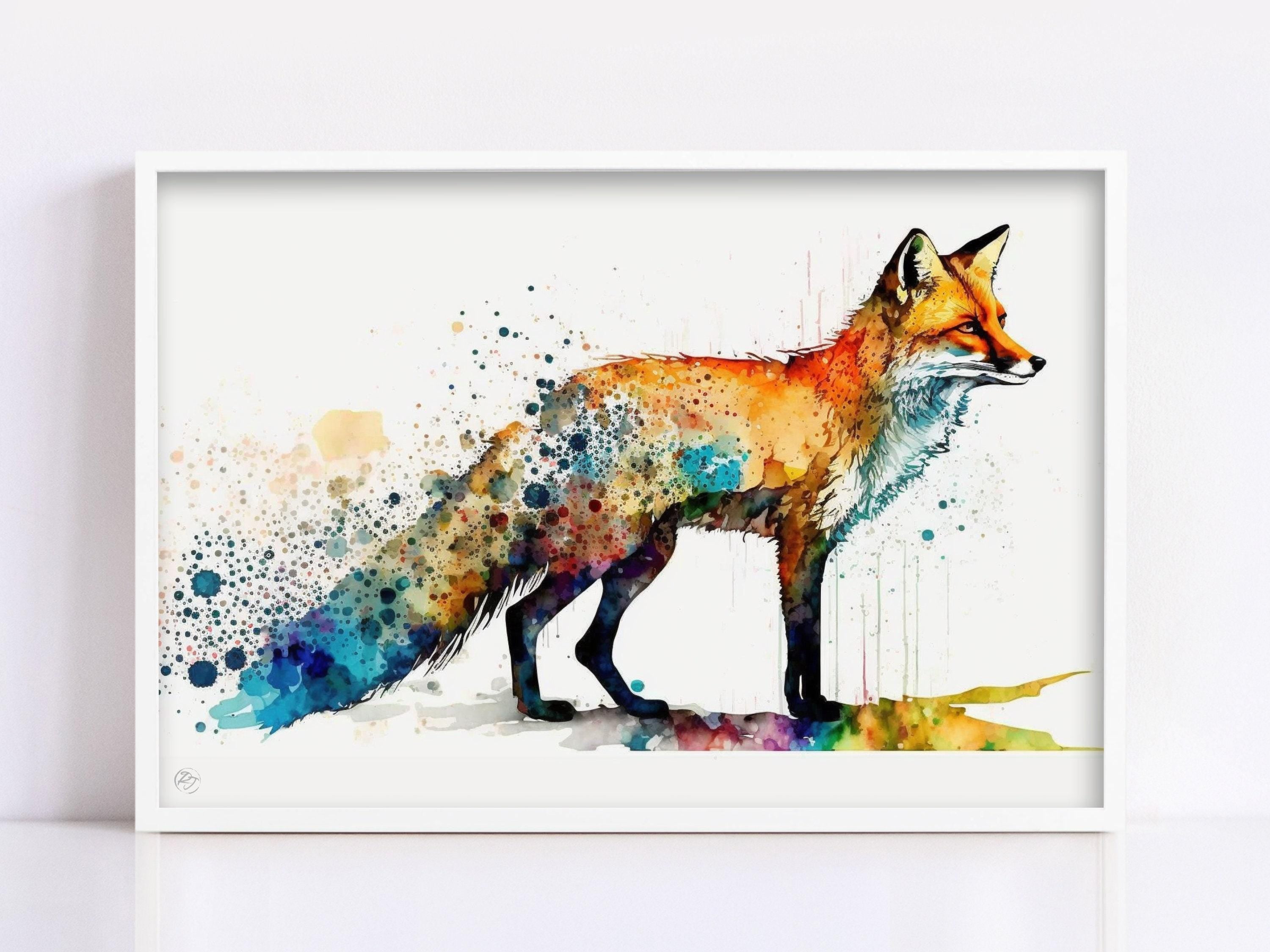 Wildlife Beauty: Fox Watercolor Painting, Giclee Print on Canvas, Artist Paper, Watercolor Paper, Available in Extra Large Sizes