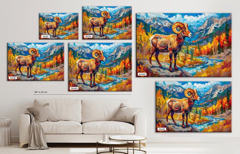 Bighorn Sheep Art - Large Gallery Wrapped Canvas | Mountain Wildlife Print Decor
