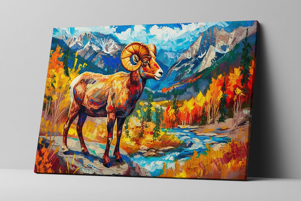 Bighorn Sheep Art - Large Gallery Wrapped Canvas | Mountain Wildlife Print Decor