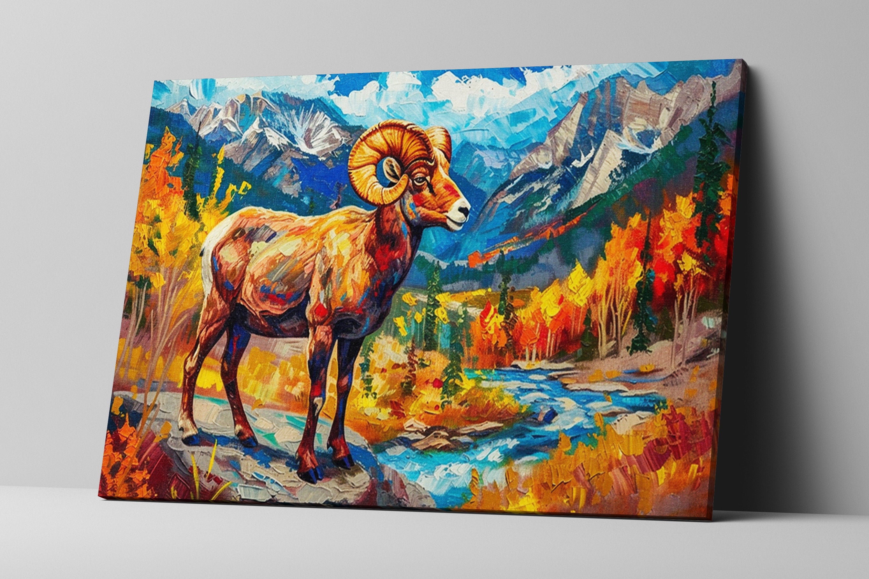 Bighorn Sheep Art - Large Gallery Wrapped Canvas | Mountain Wildlife Print Decor