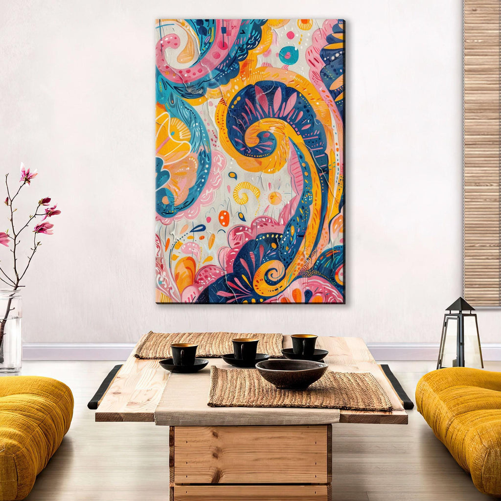 Boho Swirly Pattern Art - Extra Large Canvas, Gallery Wrapped, Ready to Hang