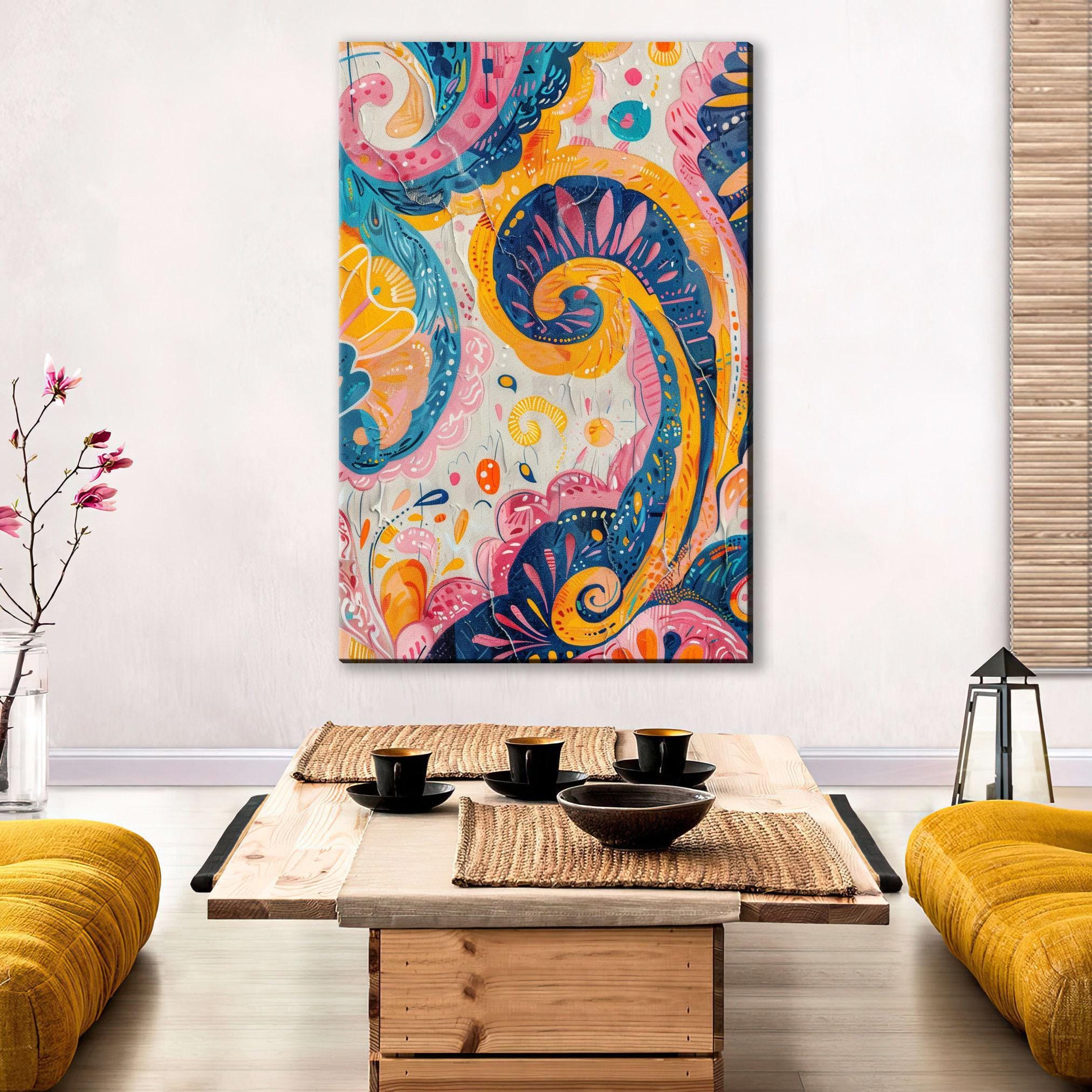 Boho Swirly Pattern Art - Extra Large Canvas, Gallery Wrapped, Ready to Hang