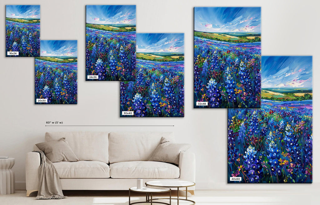 Texas Bluebonnet Canvas - Large Gallery Wrapped Canvas Art | Western Wall Art Decor