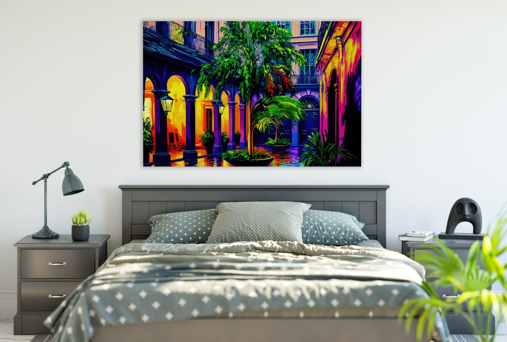 New Orleans Painting – Bright Colorful NOLA Wall Art Canvas | French Quarter Art Print