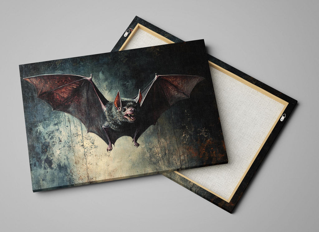 Gothic Halloween Bat Art - Extra Large Framed Canvas Print | Dark Victorian Decor