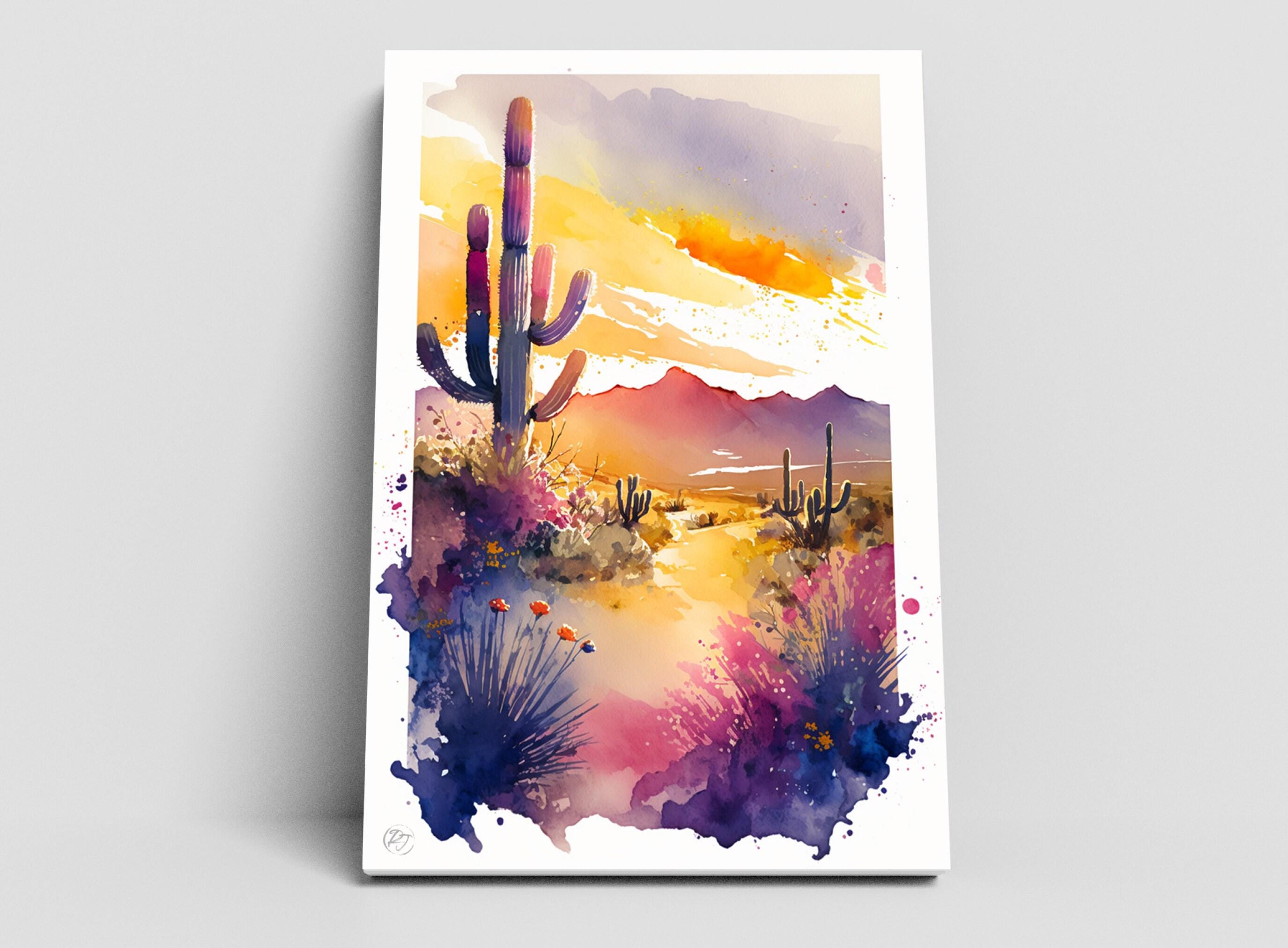 Desert Dreamscape: Watercolor Southwest Landscape Decor, Giclee Print Canvas, Artist Paper, Watercolor Paper, Available in Extra Large Sizes
