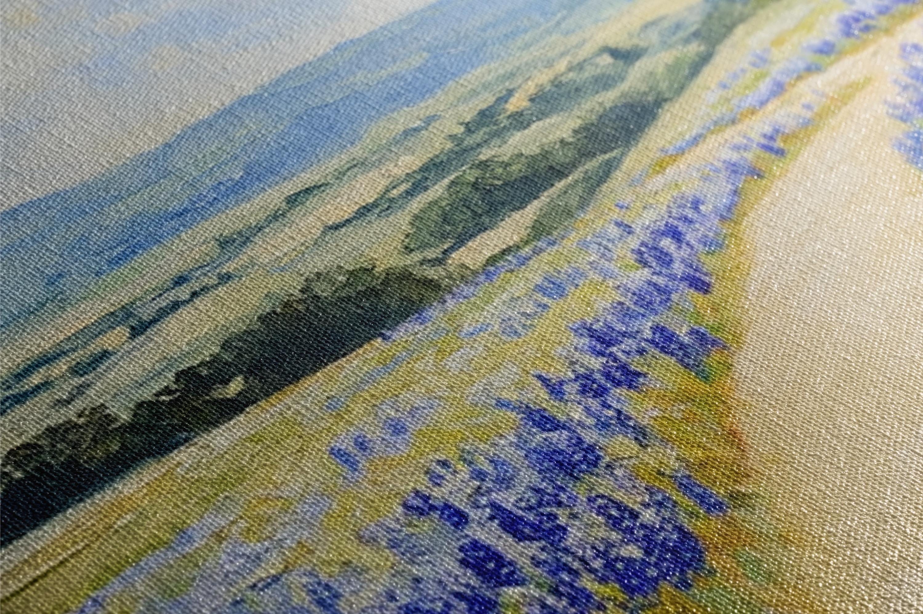 a close up of a painting of a landscape