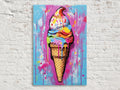 Ice Cream Pop Art - Large Canvas Print | Vibrant Colorful Ice Cream Cone Art