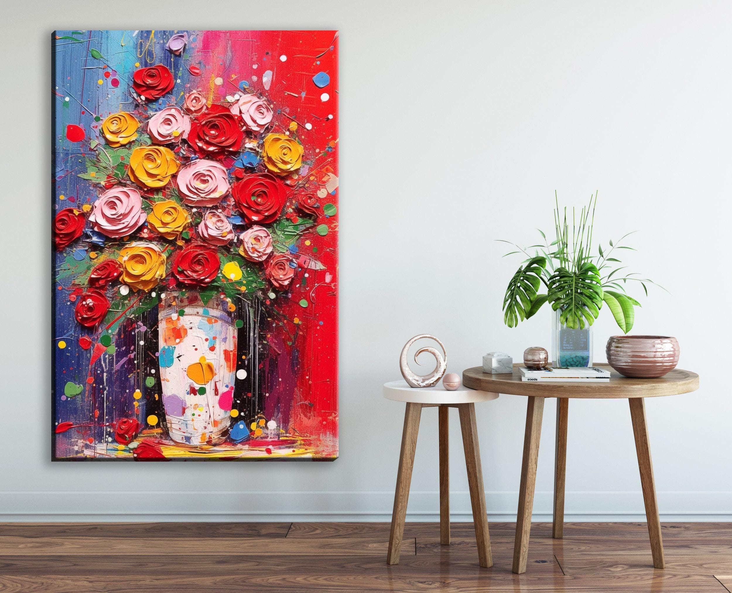 Bouquet of Roses - Large Canvas Art | Modern Roses Artwork & Floral Wall Decor
