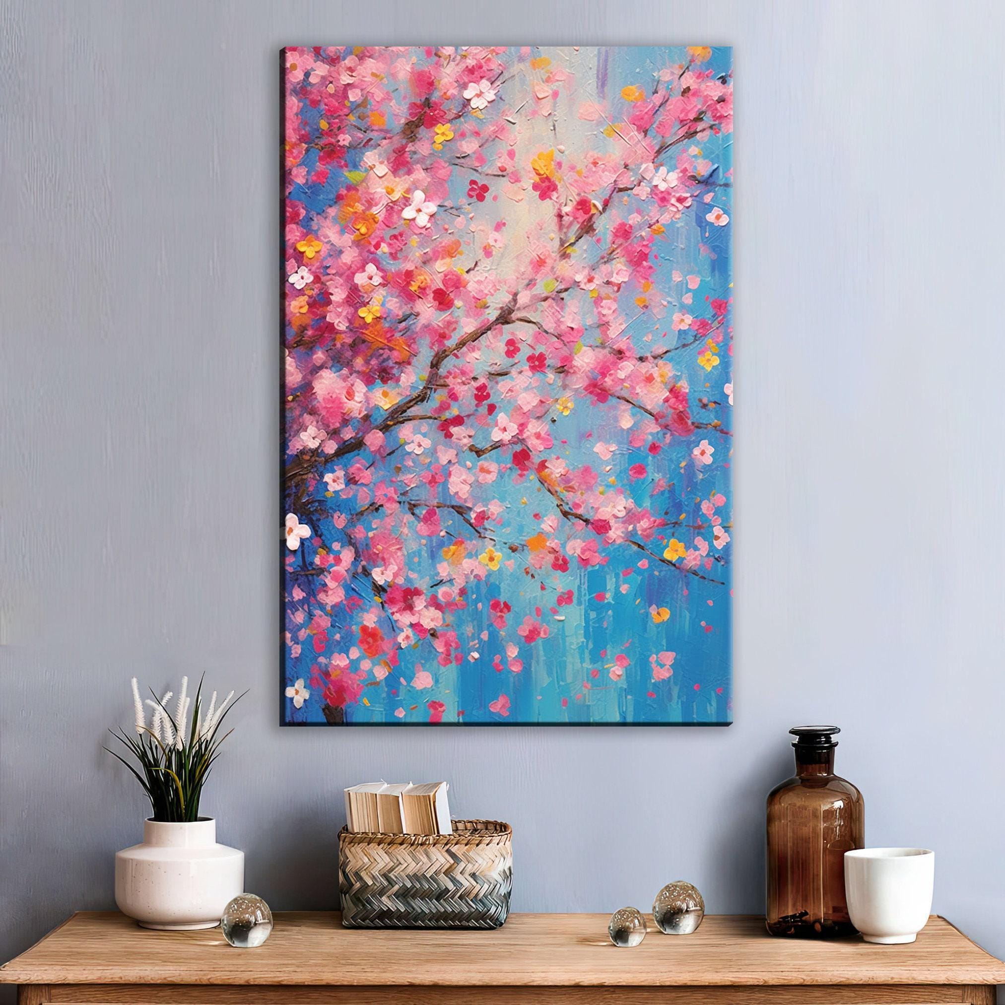 Cherry Blossom Canvas | Large Floral Wall Art - Japanese Garden Print