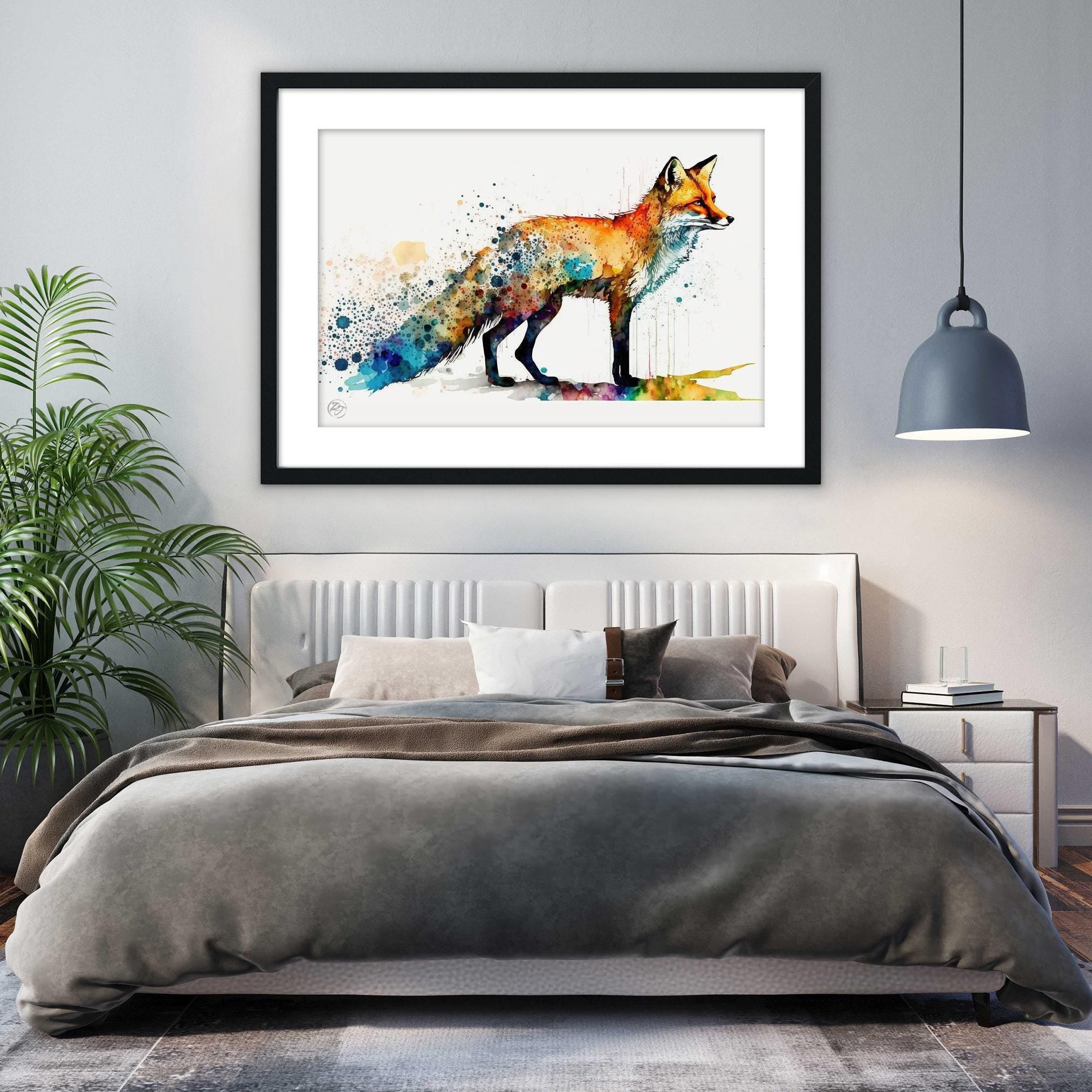 Wildlife Beauty: Fox Watercolor Painting, Giclee Print on Canvas, Artist Paper, Watercolor Paper, Available in Extra Large Sizes