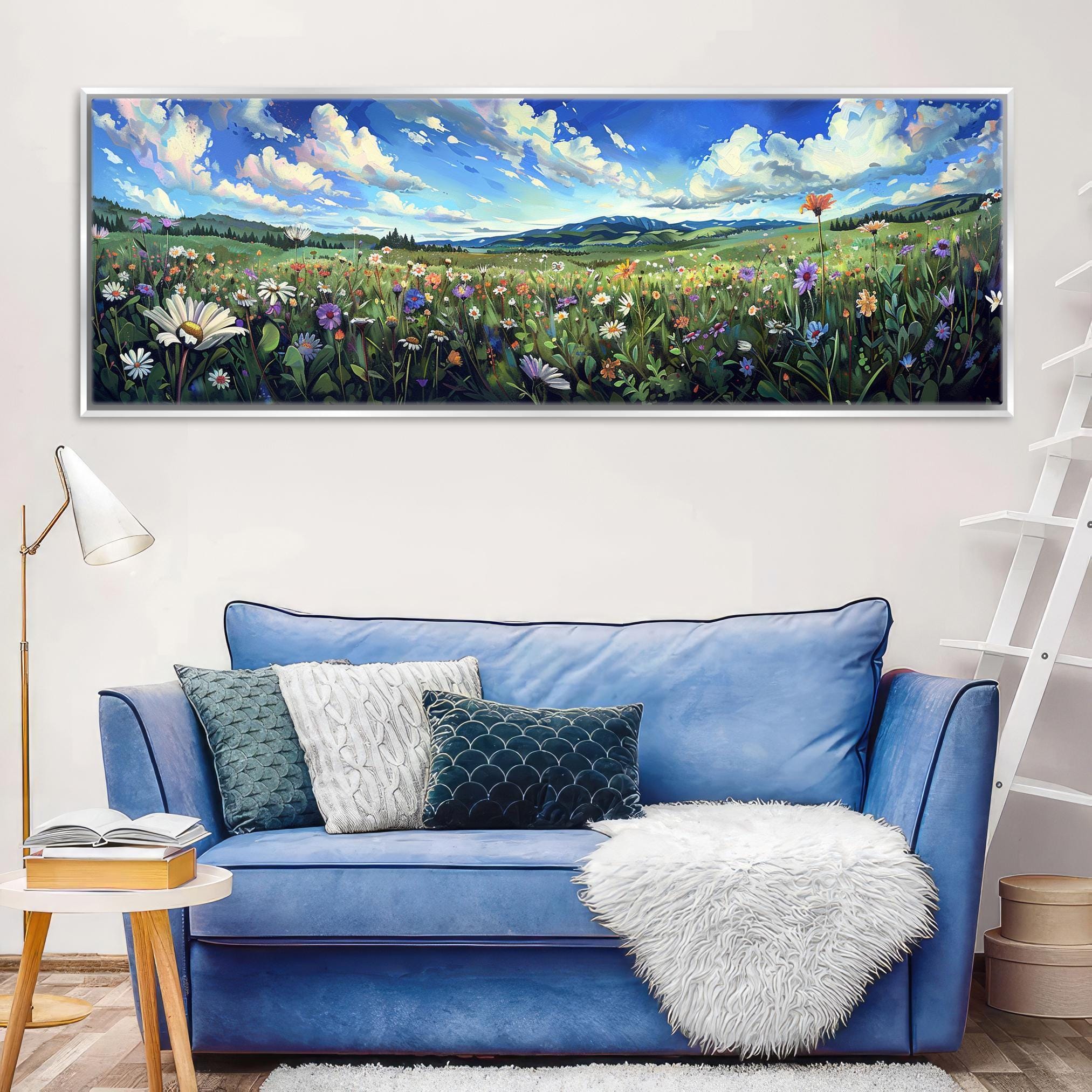 Wildflower Canvas Print - Framed Wall Art | Panoramic Landscape Floral Gallery Wrapped