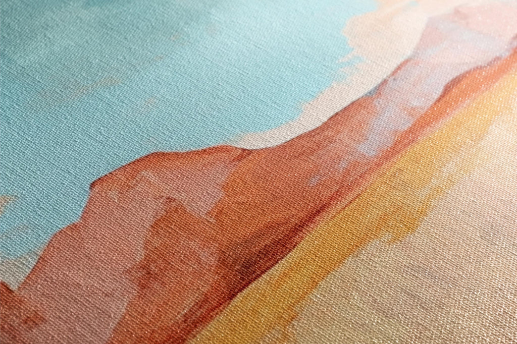 a close up of a painting of a mountain