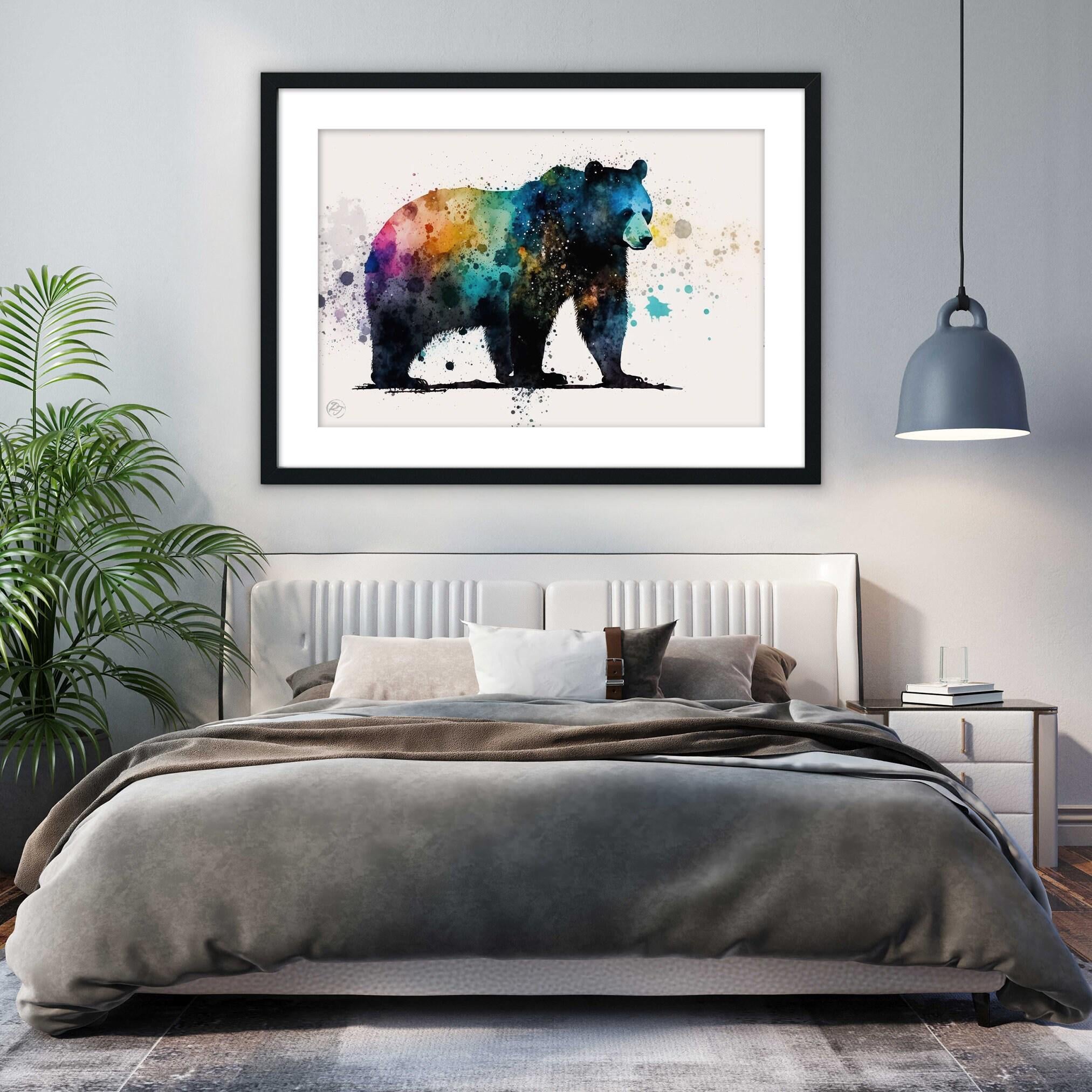 Graceful Black Bear: Watercolor Canvas Wall Art Print, Giclee Print on Gallery-wrapped Artist Canvas, Available in Extra Large Sizes