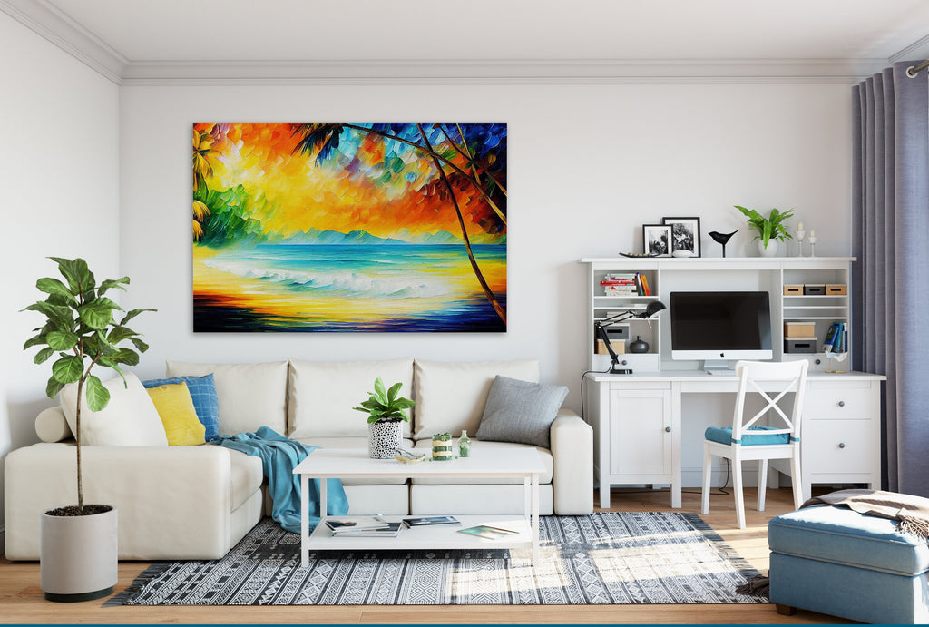 Beach Canvas Art - Vibrant Tropical Wall Canvas With Wooden Frame | Gallery Ready