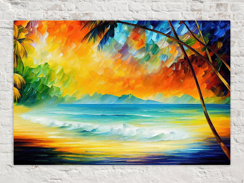 Beach Canvas Art - Vibrant Tropical Wall Canvas With Wooden Frame | Gallery Ready