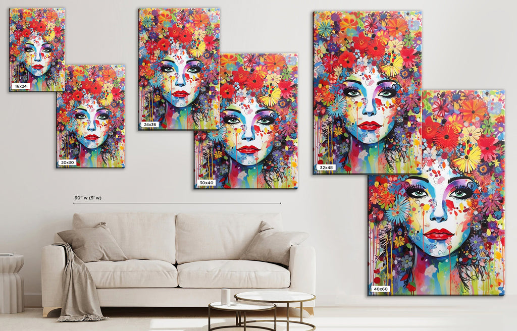 Feminine Pop Art - Fashion Canvas Wall Art Print | Large Female Face Canvas