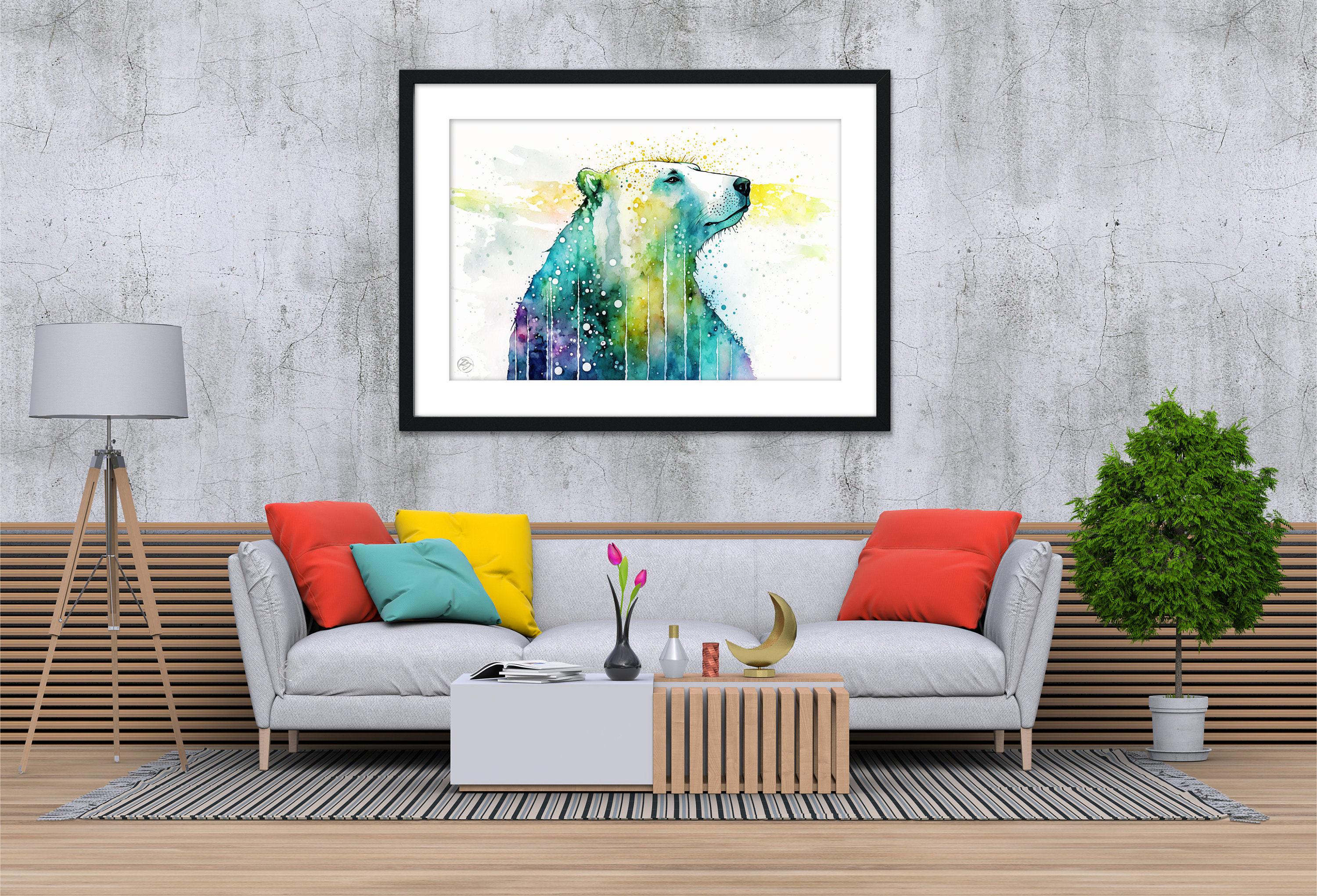 Arctic Beauty: Polar Bear Watercolor Painting, Giclee Print on Canvas, Artist Paper, Watercolor Paper, Available in Extra Large Sizes
