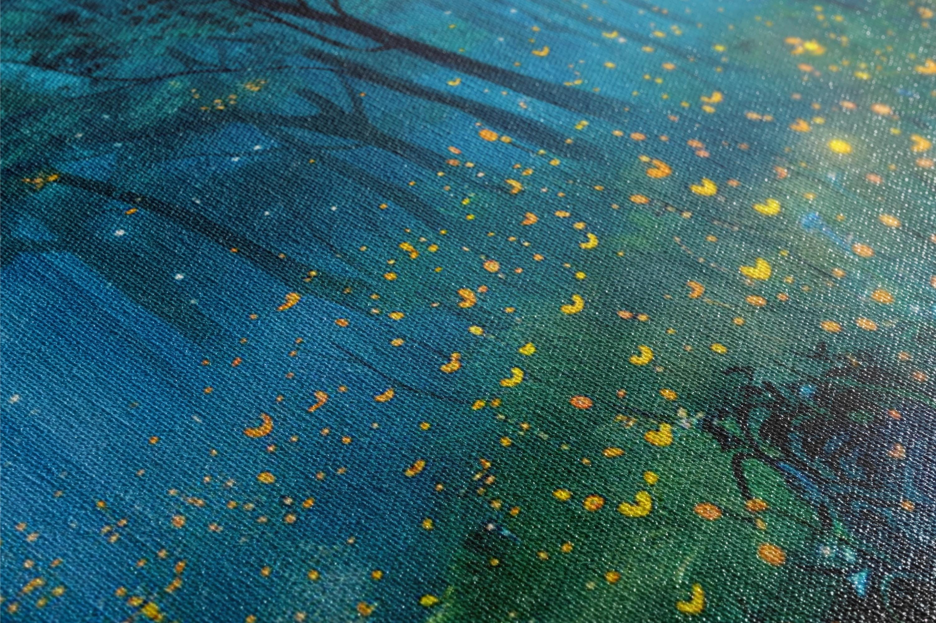 a close up of a painting of a tree