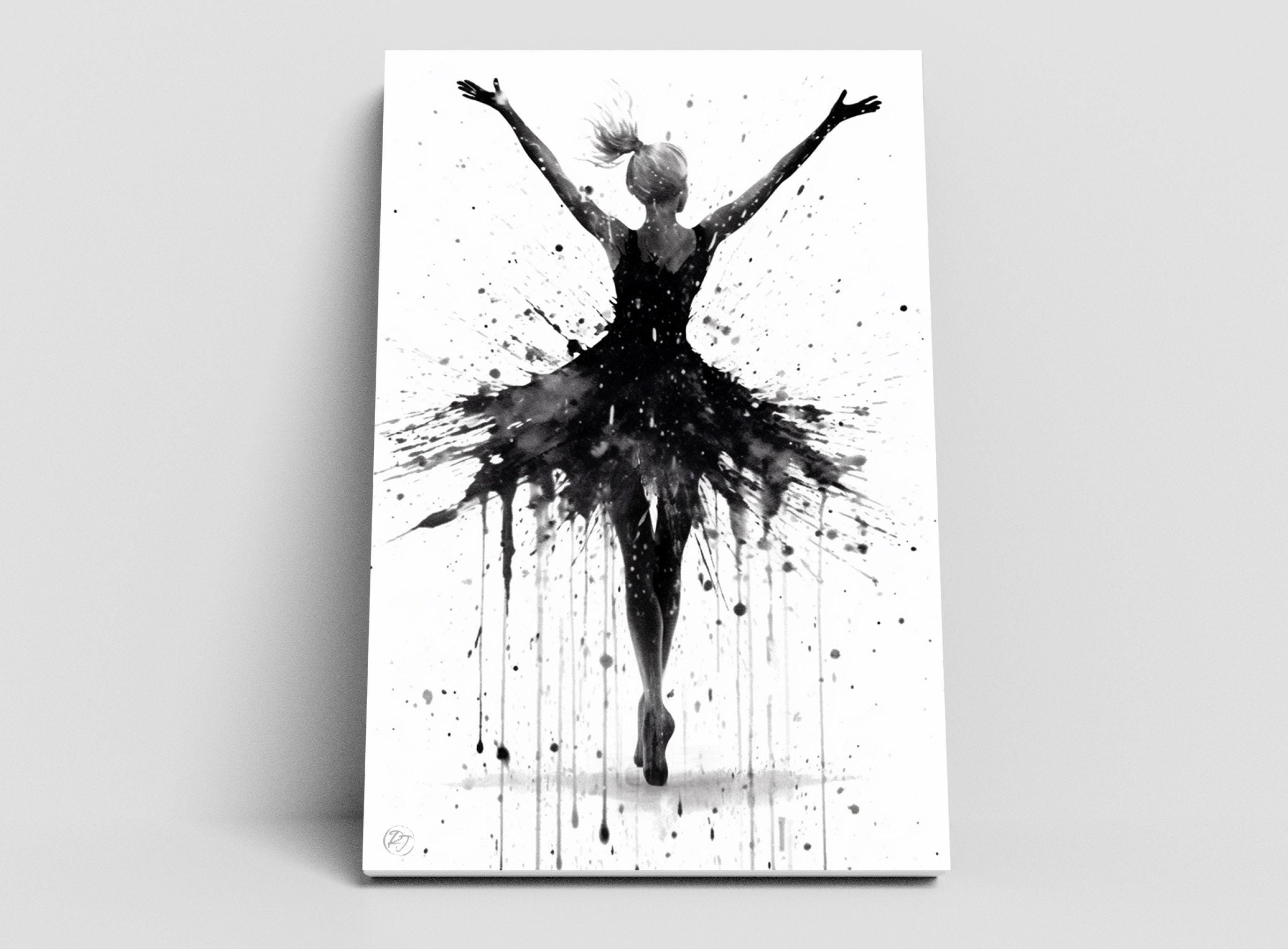 Graceful Dance Moves: Watercolor Ballerina Painting, Giclee Print on Canvas, Artist Paper, Watercolor Paper, Available in Extra Large Sizes