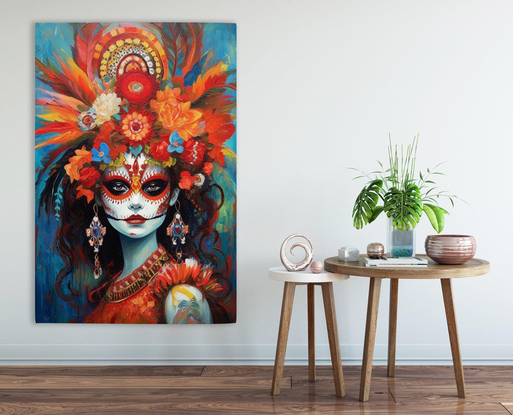 Day Of The Dead Art - Large Canvas Print Featuring Vibrant Sugar Skull Wall Art