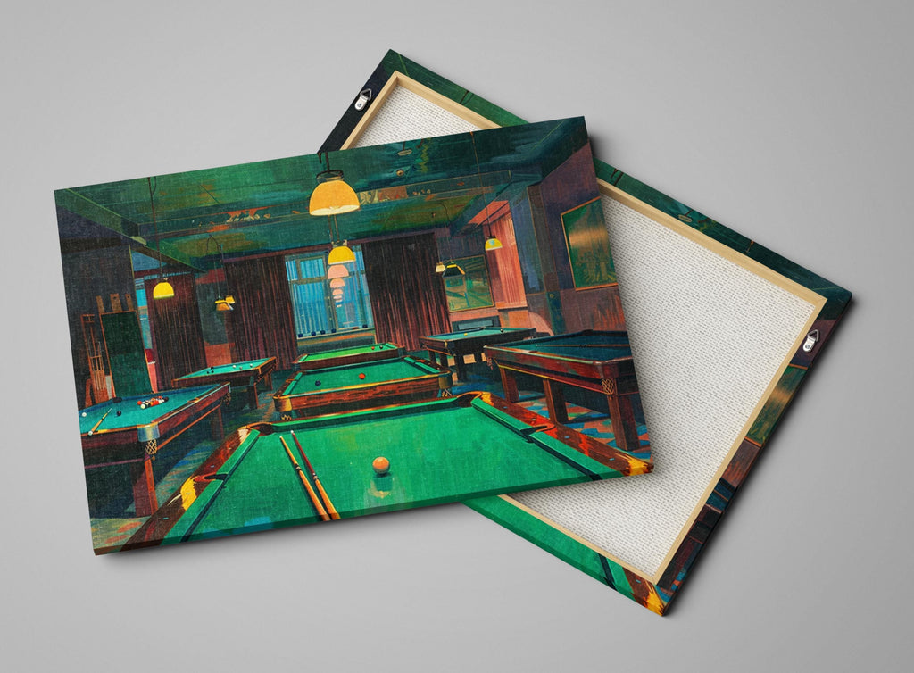 Pool Hall Canvas – Vintage Pool Art | Extra Large Gallery Wrapped Canvas Print