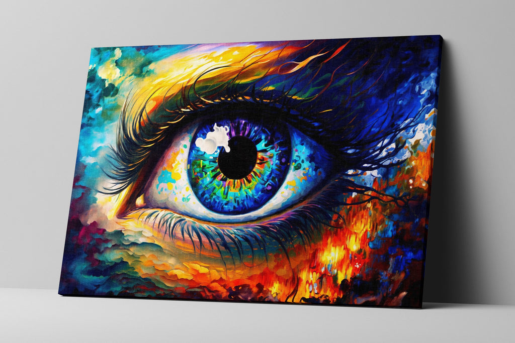 Colorful Eye Canvas – Vivid Psychedelic Eye Wall Art with Wooden Frame