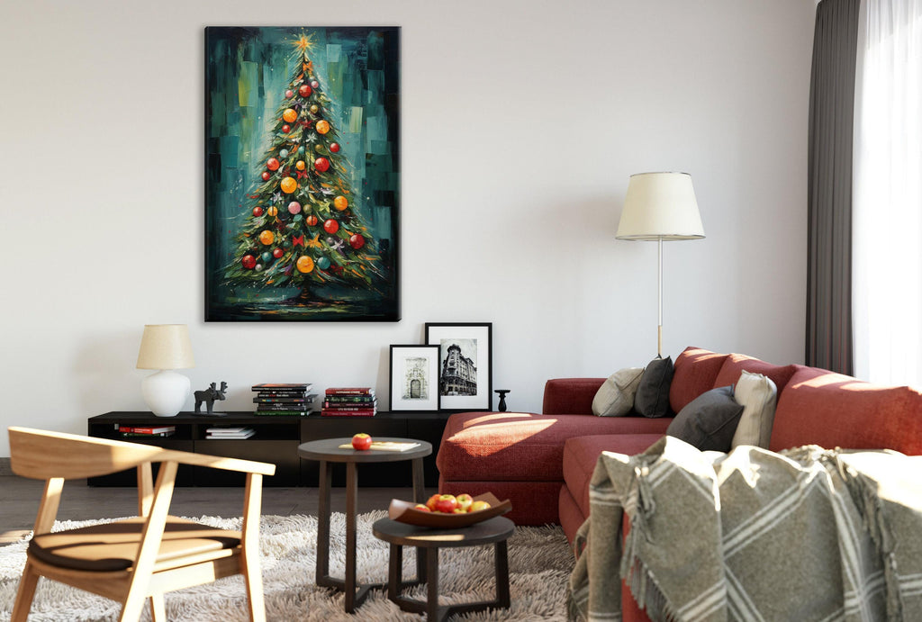 Bohemian Christmas Tree Art - Extra Large Canvas Print | Ready to Hang Gallery Wrapped