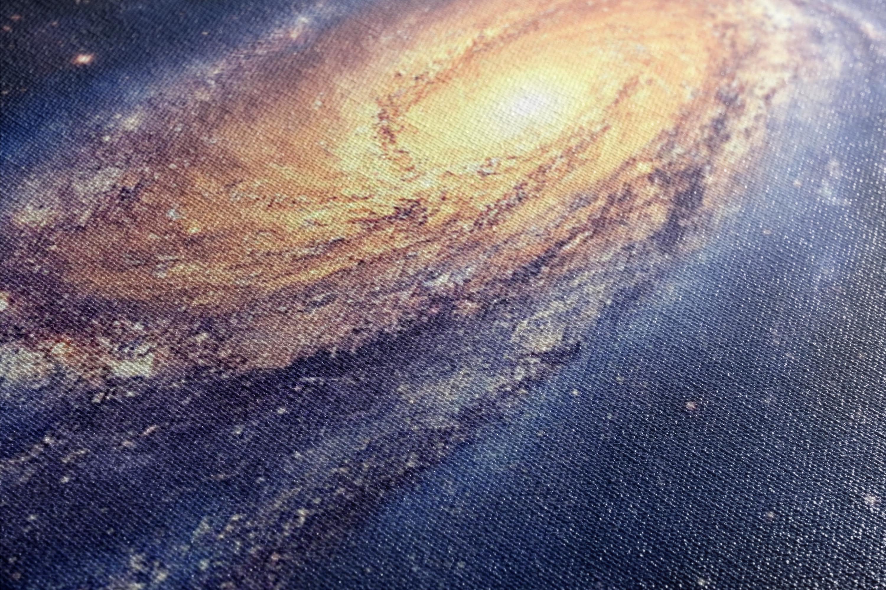 a close up of a painting of a spiral galaxy