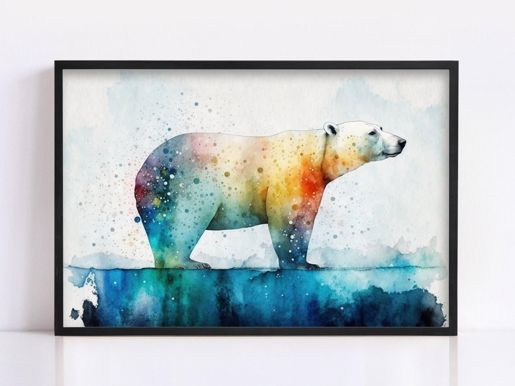 Elegant Arctic: Polar Bear Watercolor Painting, Giclee Print on Canvas, Artist Paper, Watercolor Paper, Available in Extra Large Sizes