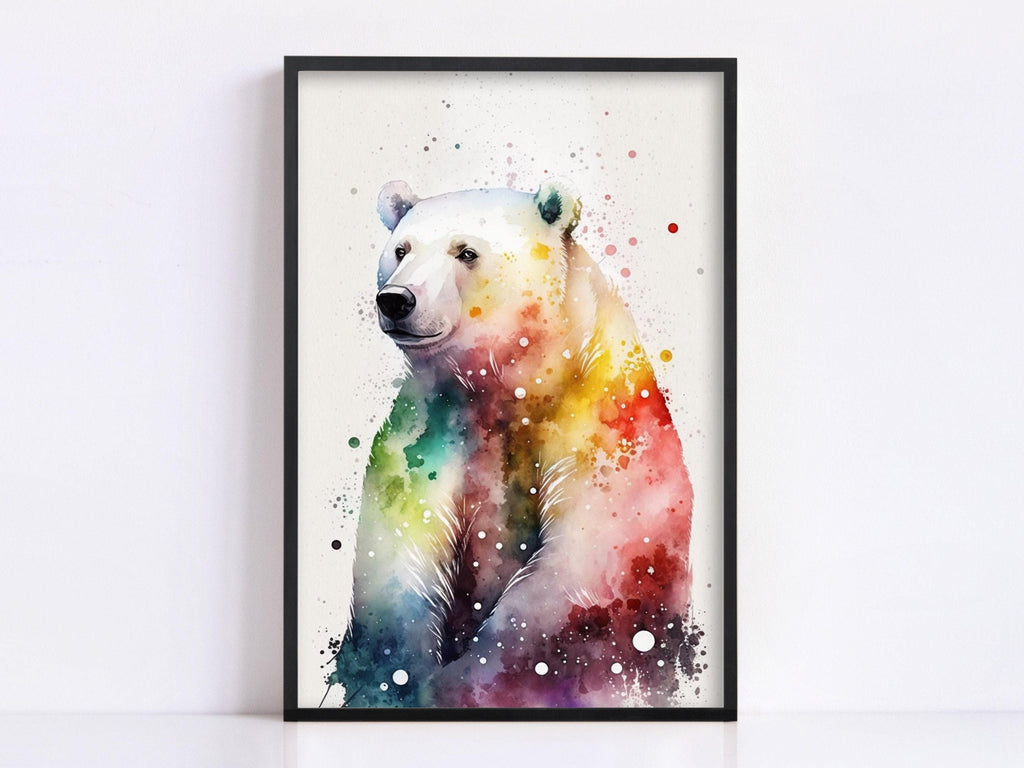 Wildlife Serenity: Polar Bear Watercolor Painting, Giclee Print on Canvas, Artist Paper, Watercolor Paper, Available in Extra Large Sizes
