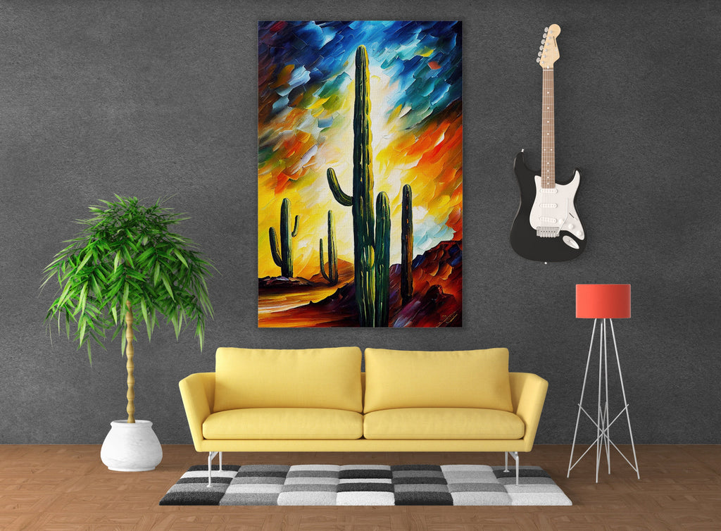 Cactus Canvas Art - Southwest Landscape Print | Gallery Ready UV Coated Canvas