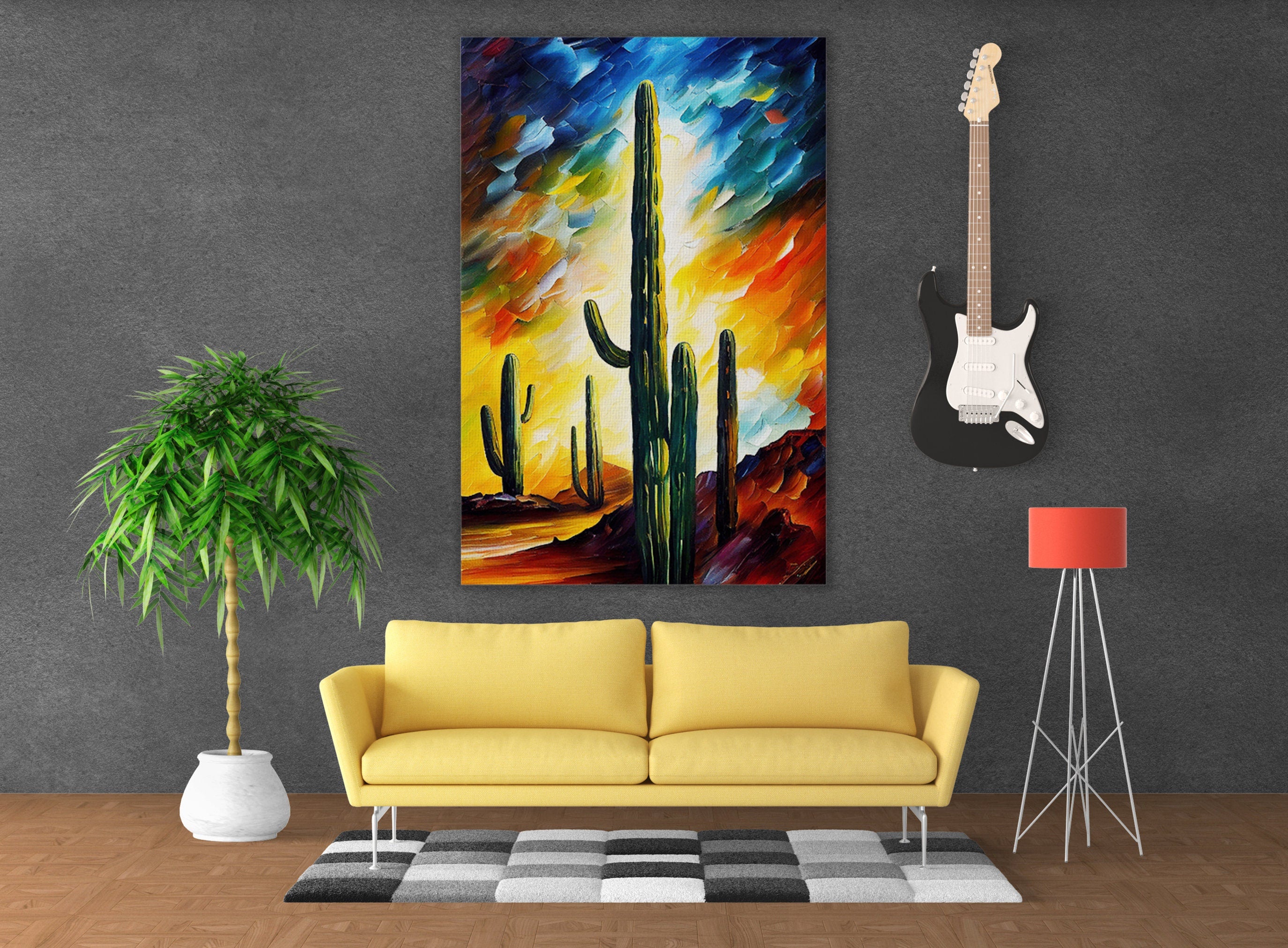 Cactus Canvas Art - Southwest Landscape Print | Gallery Ready UV Coated Canvas