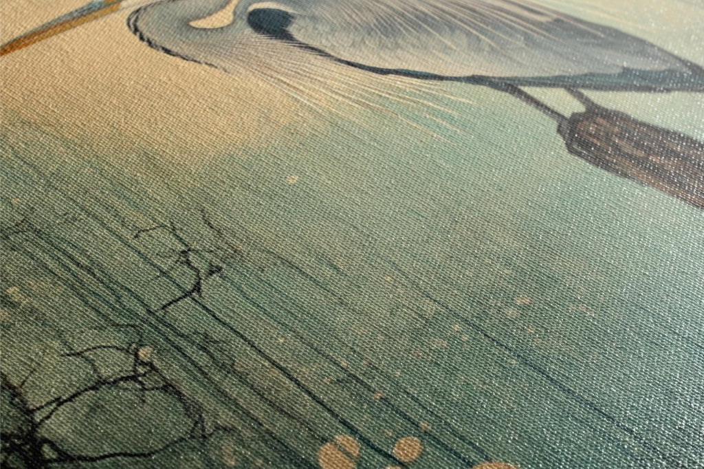 a painting of a bird with a long beak