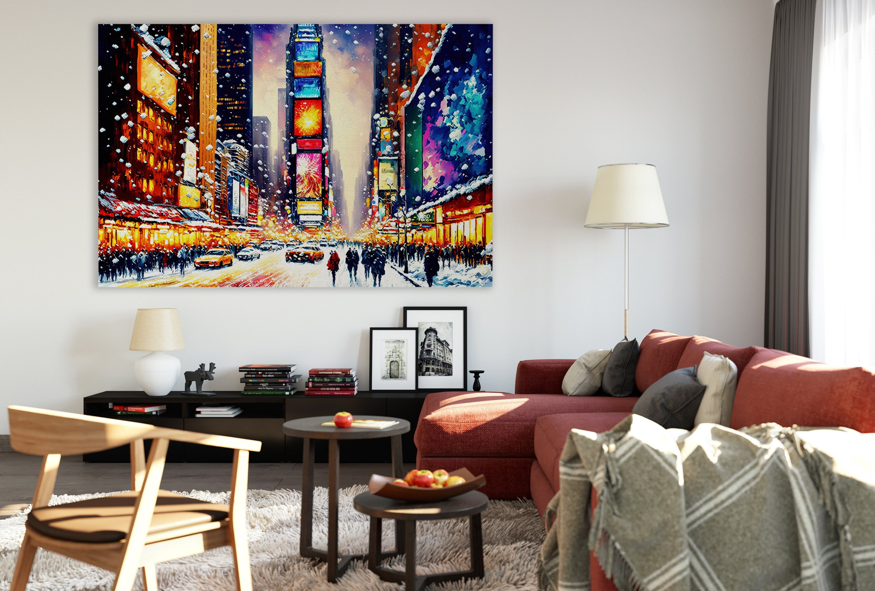Times Square Canvas Print – Vibrant NYC Winter Scene on Gallery Ready Canvas