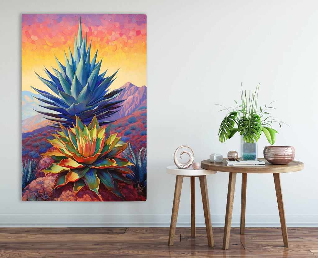 Blue Agave Plant Canvas – Large Desert Landscape Print | Southwest Wall Art