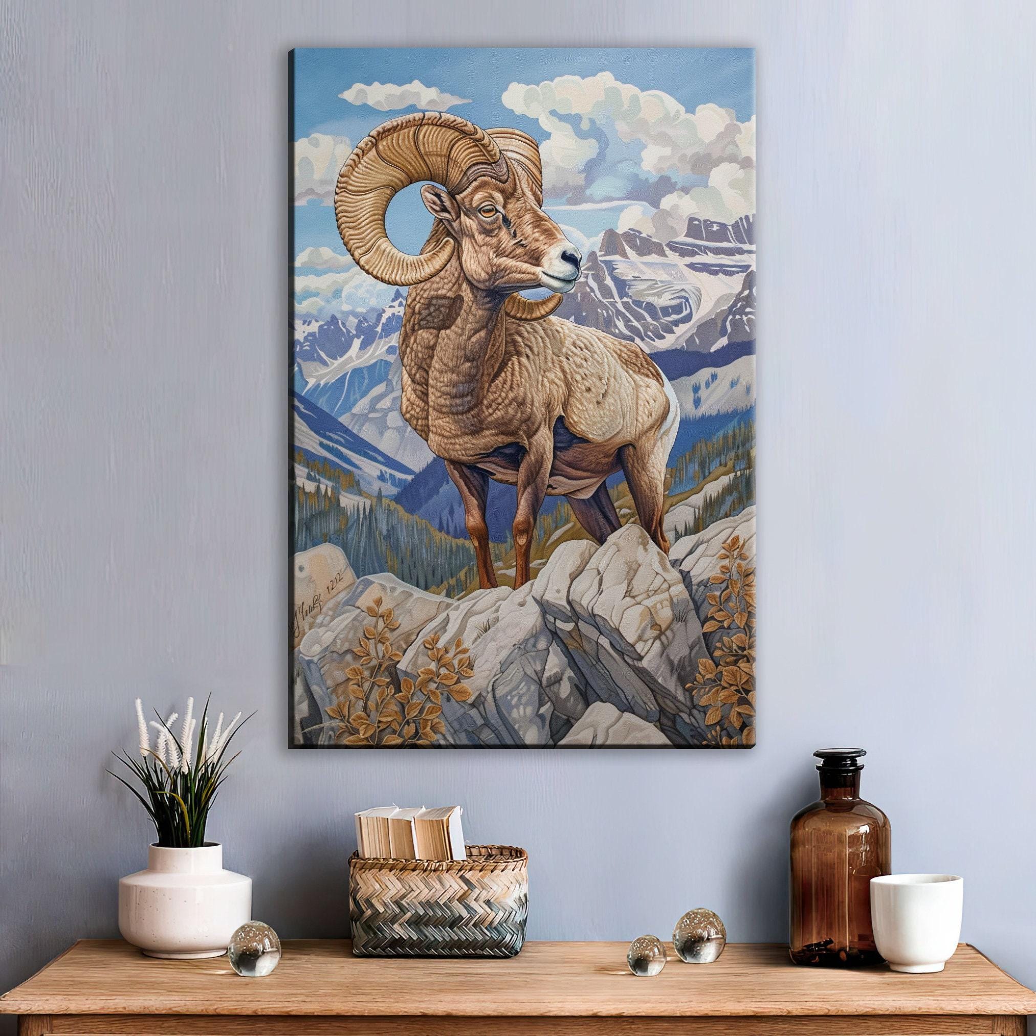 Bighorn Sheep Canvas - Rugged Mountain Ram Print | Gallery Wrapped, Ready to Hang