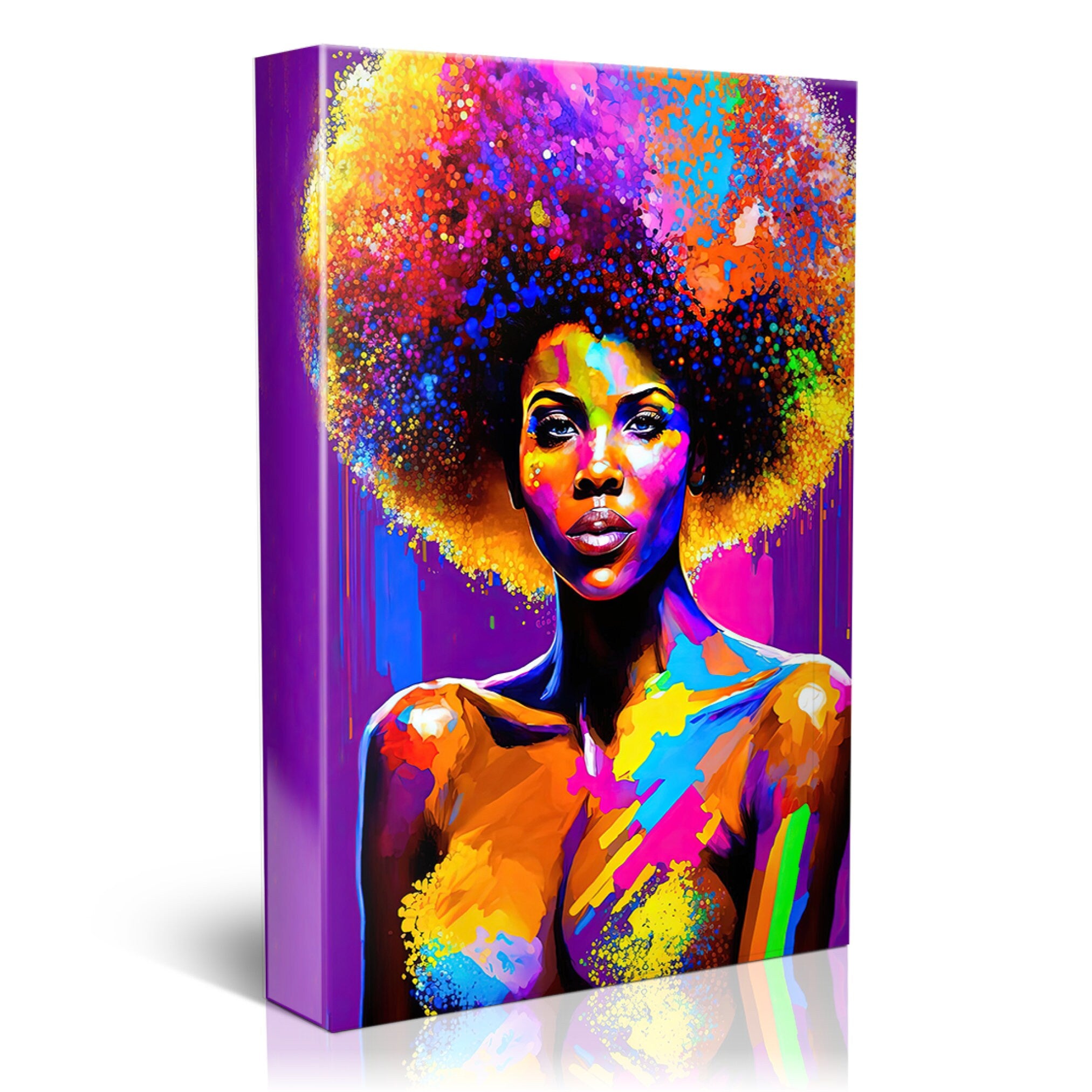 Black Woman Art Print - Vibrant African American Canvas, Gallery Ready Wall Art