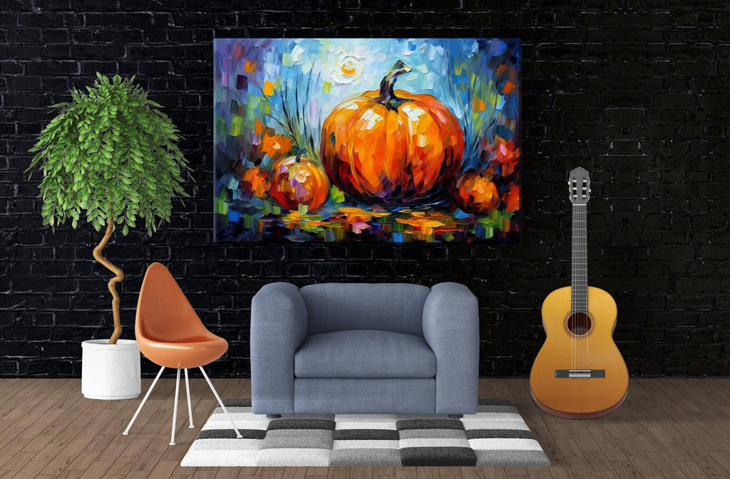 Pumpkin Wall Art – Large Gallery Wrapped Canvas | Halloween Canvas Art Decor