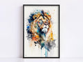 Majestic Lion: Watercolor Lion Wall Art Print, Giclee Print on Canvas, Artist Paper, Watercolor Paper, Available in Extra Large Sizes