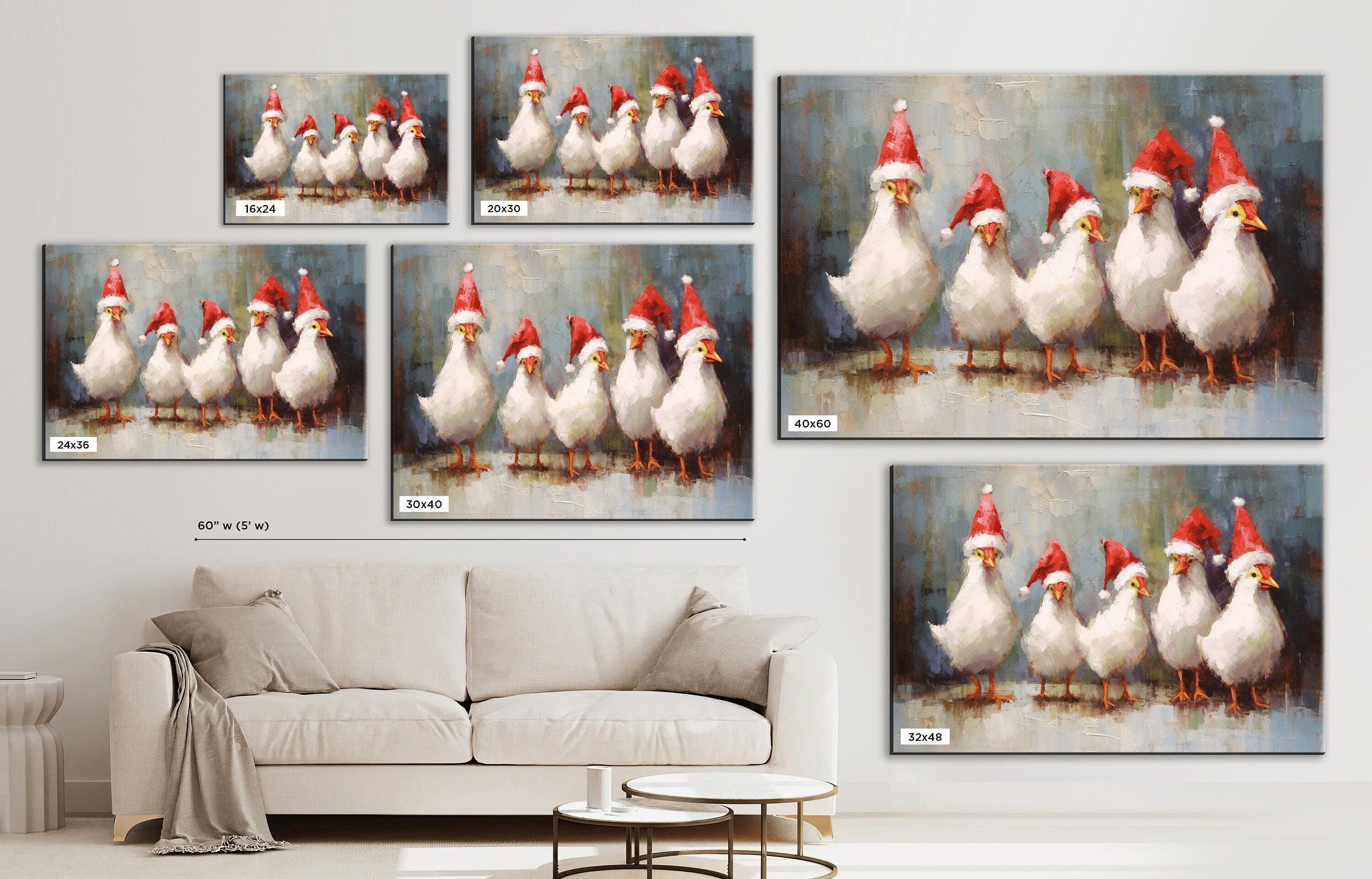Holiday Chicken Canvas – Festive Farm Decor | Extra Large Gallery Wrapped Print