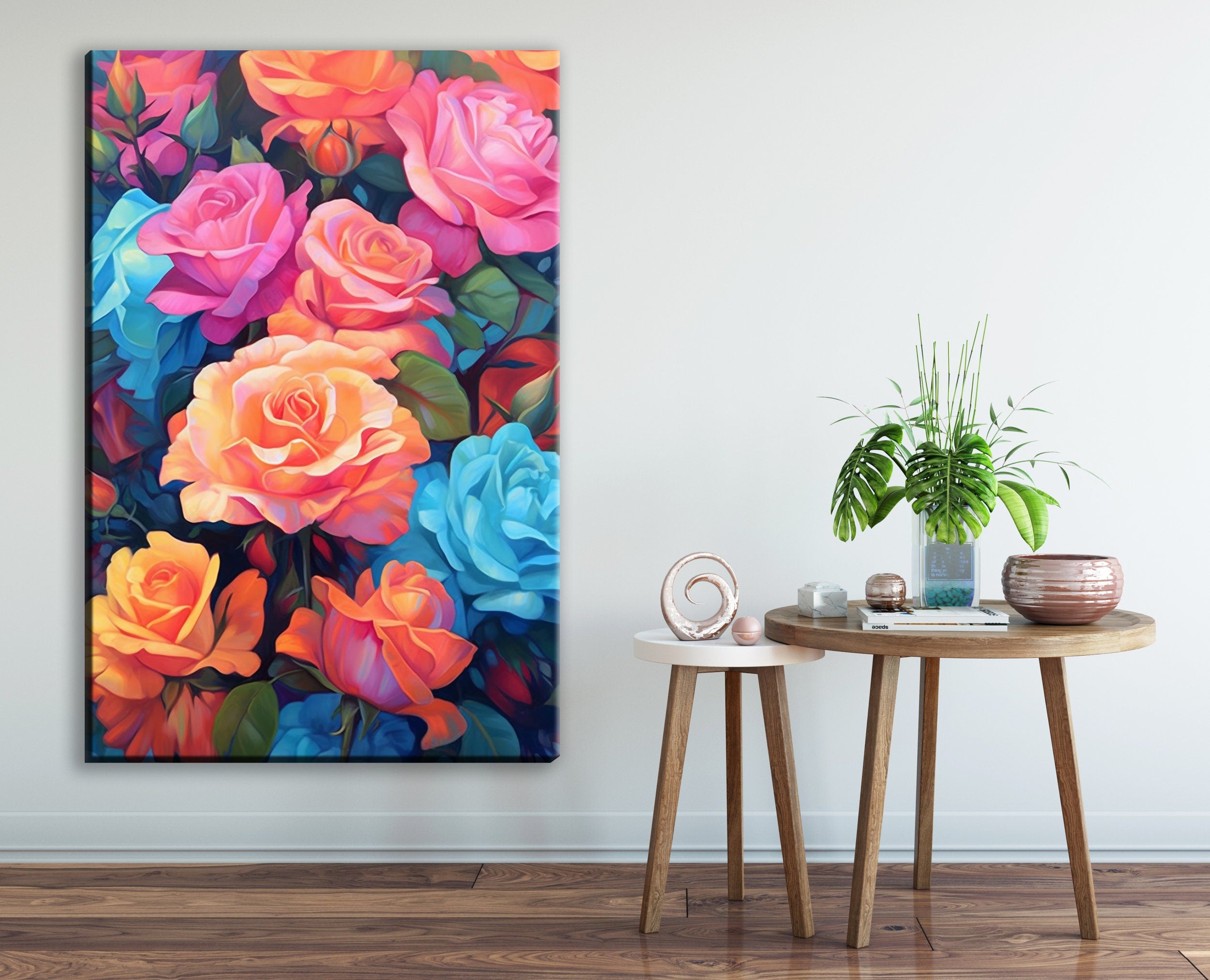 Pastel Rose Canvas – Large Floral Bouquet Art | Gallery Ready Canvas Print