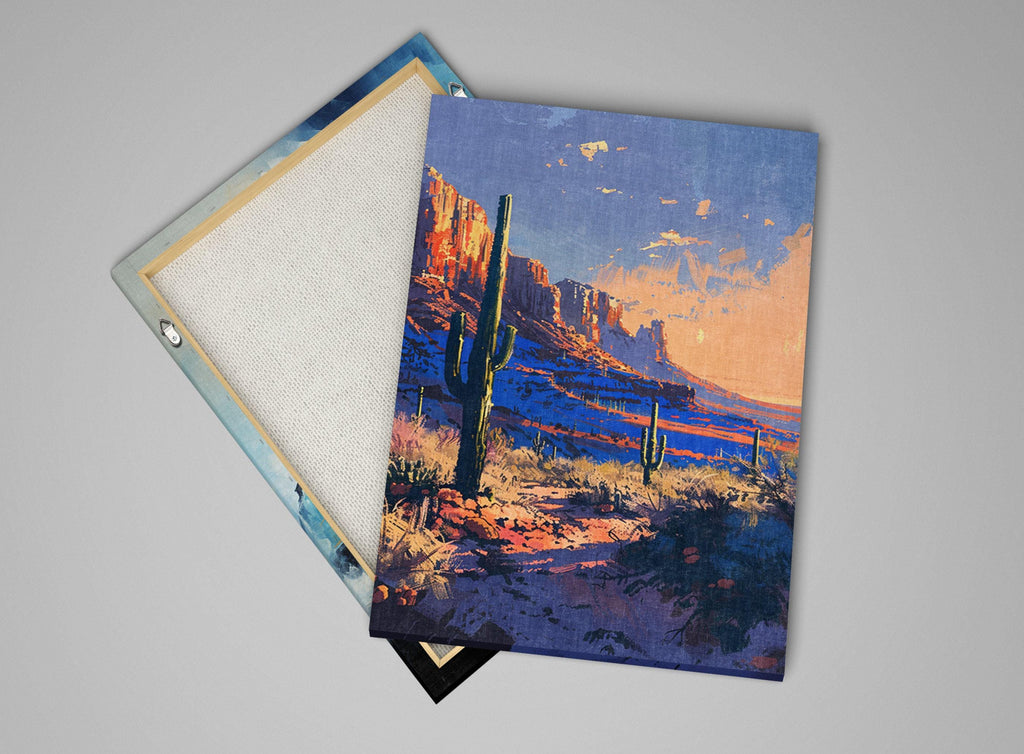 Saguaro Sunset Wall Art - Southwest Desert Landscape Large Canvas Print, Gallery Wrapped