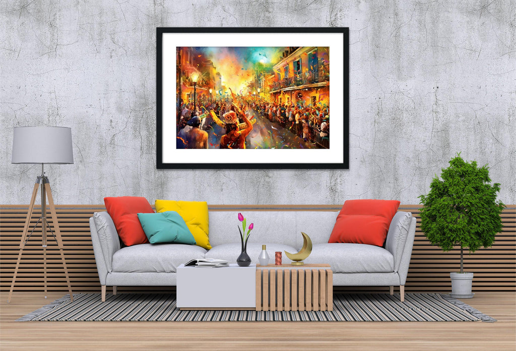 Joyful Mardi Gras Carnival Watercolor Art Print - Giclee Print on Canvas, Artist Paper, Watercolor Paper, Available in Extra Large Sizes