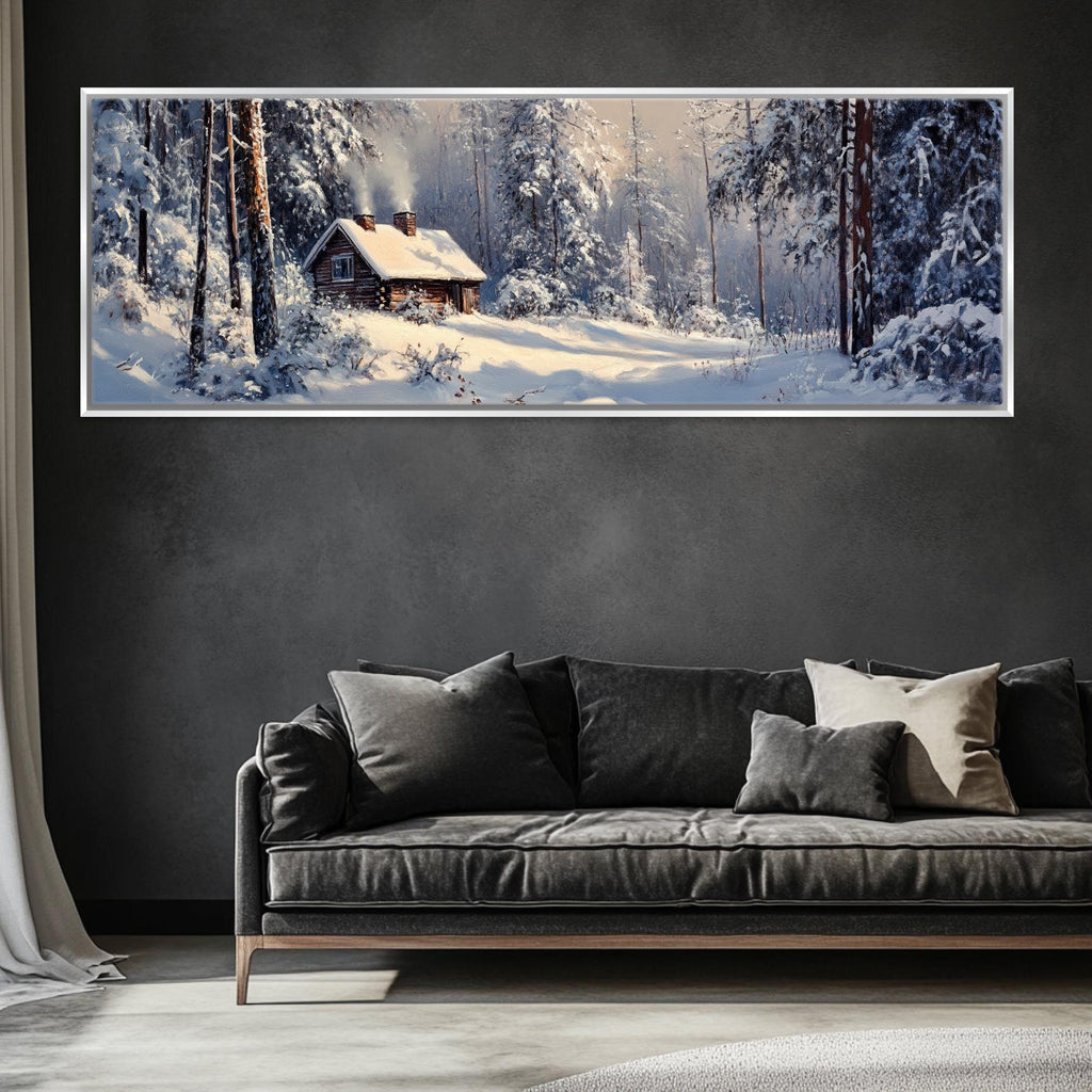 a living room with a couch and a painting on the wall