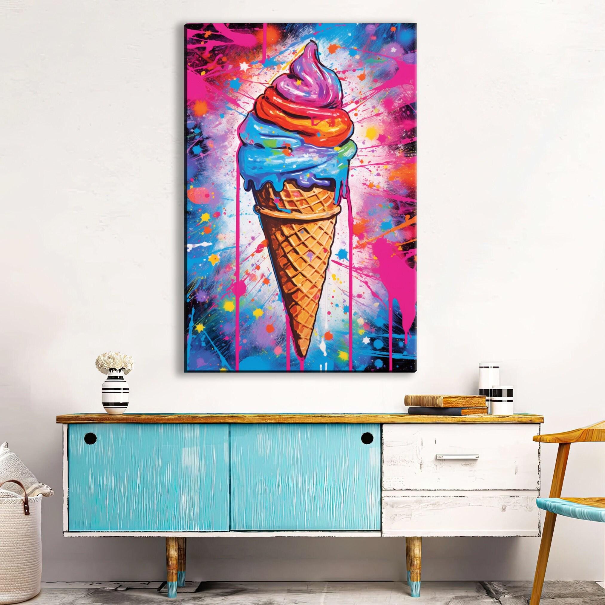 Ice Cream Cone Wall Art – Large Canvas Print | Vibrant Pop Art Canvas