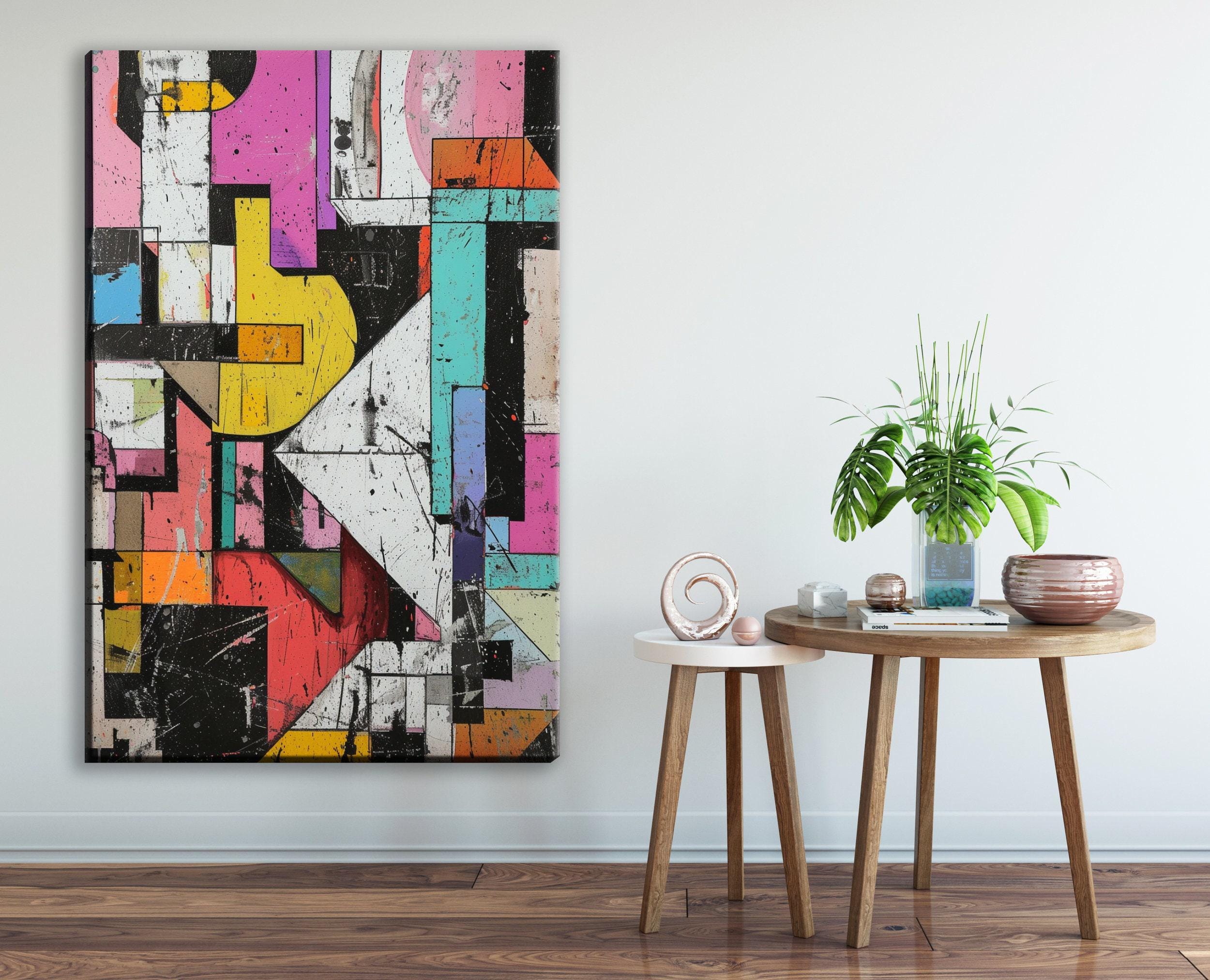 Abstract Brutalism Canvas - Large Abstract Art | Gallery Wrapped, Ready to Hang